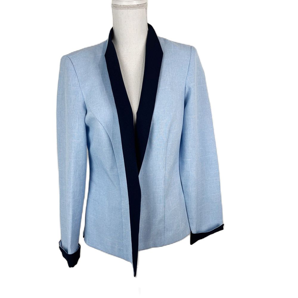Perceptions New York Blazer Women 8 Blue Open Front Jacket Career Casual Outer